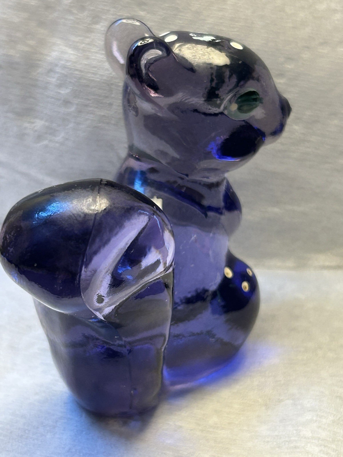 Fenton Vintage Hand Painted Purple Glass Squirrel Figurine Signed A Farley