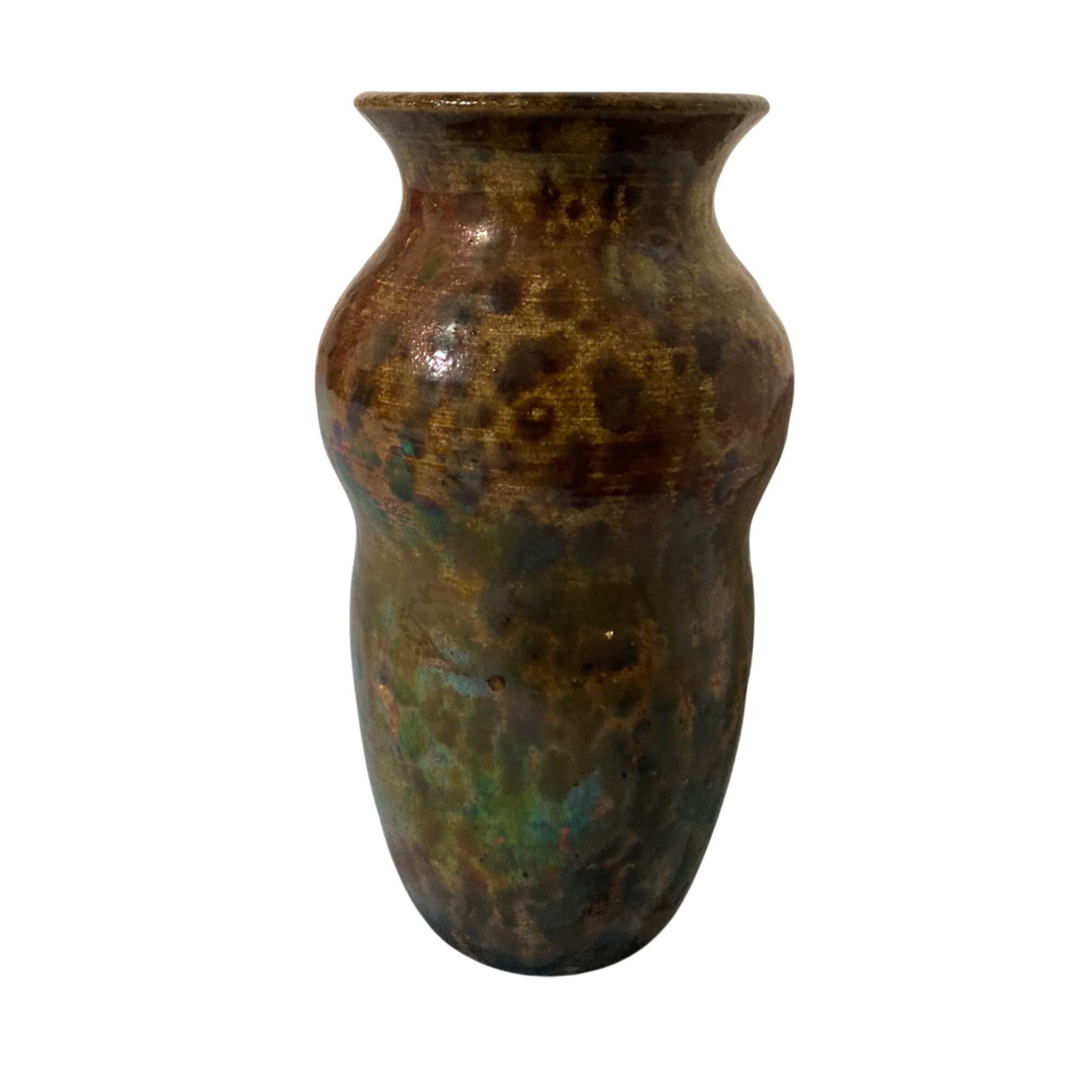Stunning Raku Pottery Iridescent Art Vase Signed By Artist
