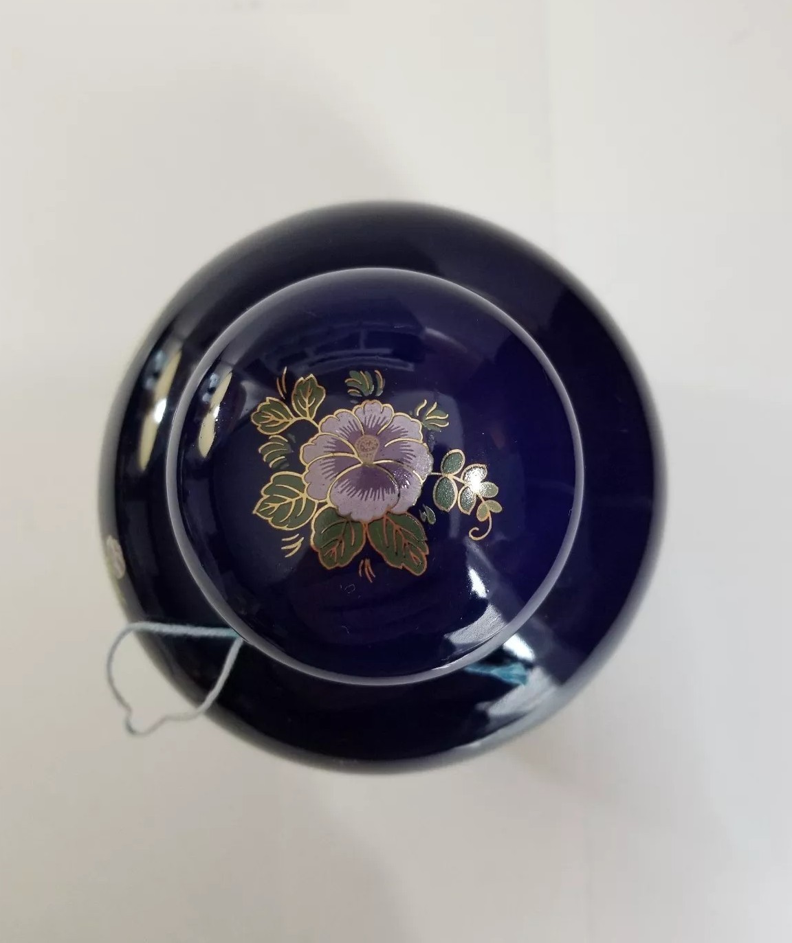 VINTAGE GINGER JAR URN VASE – TAIWAN – DEEP COBALT BLUE W/ 24K GOLD DESIGN TRIM
