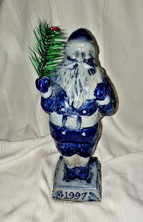 Rowe Pottery Works Santa Holding Tree Christmas Figurine Salt Glazed 10” 1997