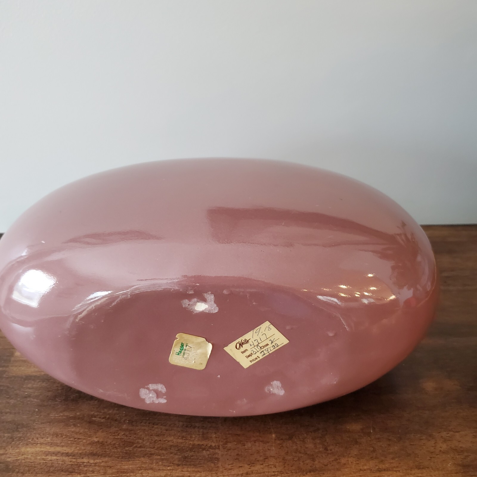 Haeger Cream Off White Oval Oblong Glazed Large Ceramic Vase Planter 80’s 4317