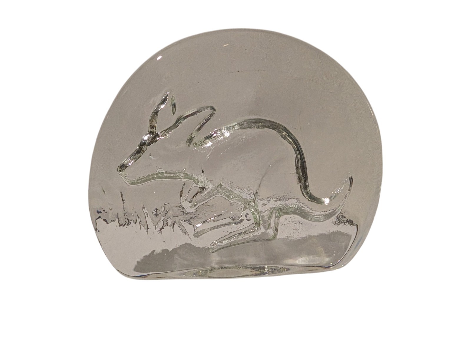 Vintage Nick Mount Budgeree Blown Glass Kangaroo Paperweight Figurine With Box