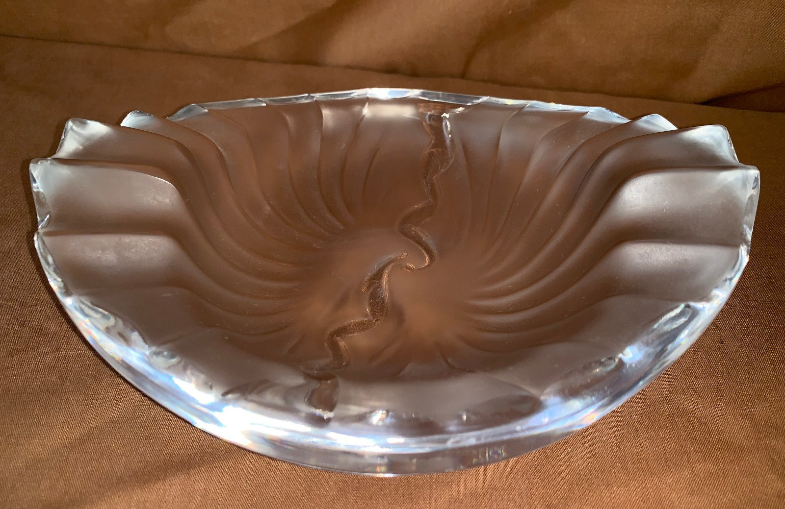 Lalique France “Nancy Cendrier” Frosted Satin Glass Ash Tray Ex Condition