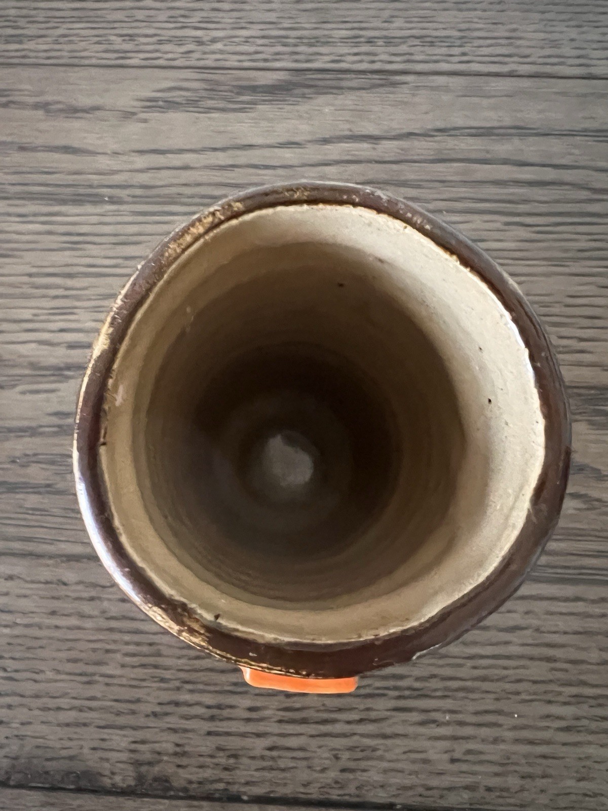 Studio Pottery Artist Signed Steampunk Industrial Abstract Design Vase Cup 5.75″